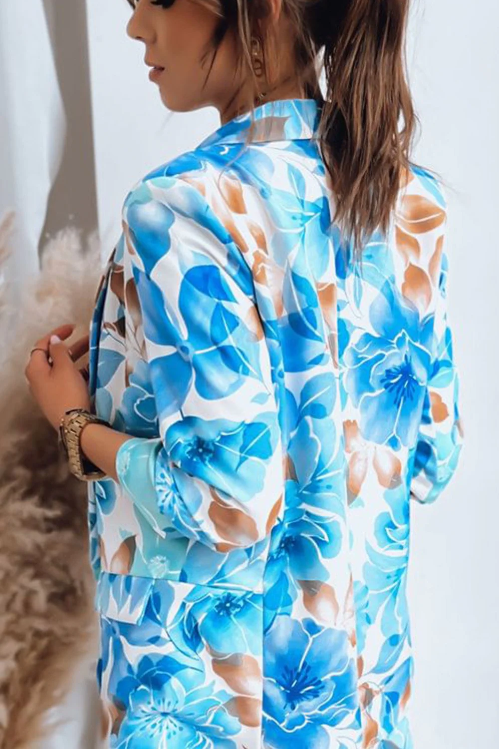 Women's Printed Blazer and Pants Two-piece Set