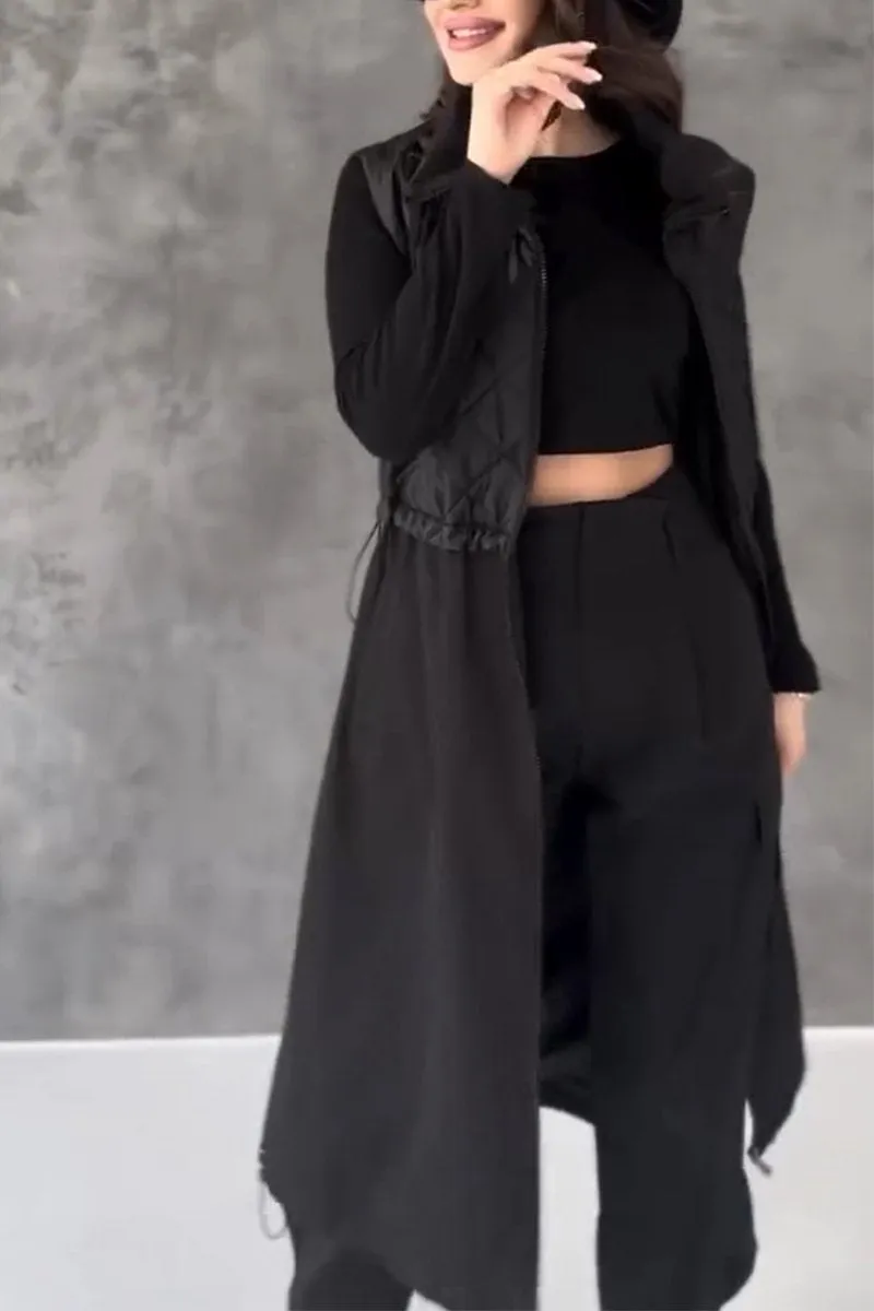 Women's Casual Lapel Sleeveless Patchwork Jacket